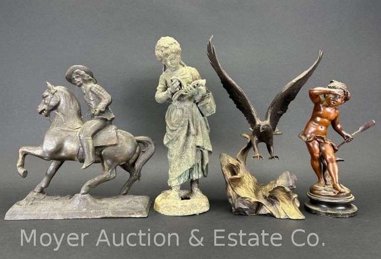 (4) Brass and Bronze Statues, 8"-11"h image