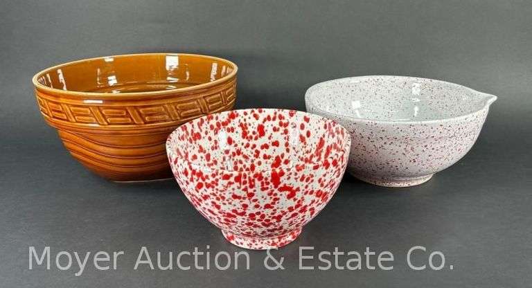 (3) Ceramic Mixing Bowls, Newer, 8"-12"w image