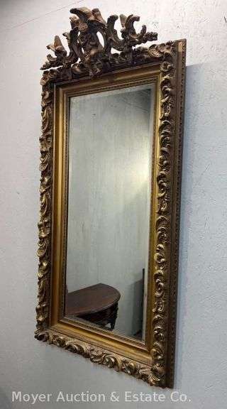 Victorian Carved and Gilt Pier Mirror, Antique, Excellent Original Condition, Beveled Glass image