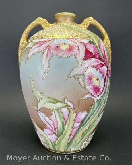 Hand-painted Nippon Vase, 9"h image