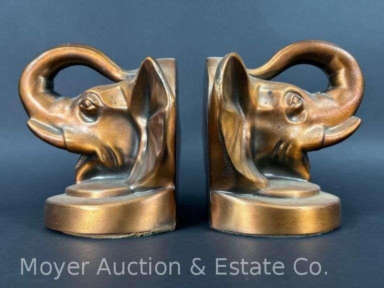 Pair of Cast Elephant Bookends, Hollow, 5.5"h image