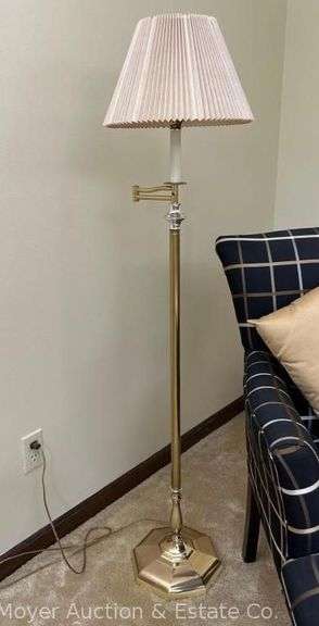 Brass Swing-Arm Floor Lamp, 58"h image