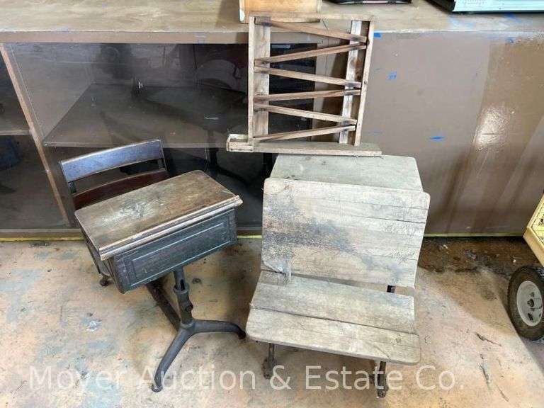(2) Antique School Desk with Marble Run image