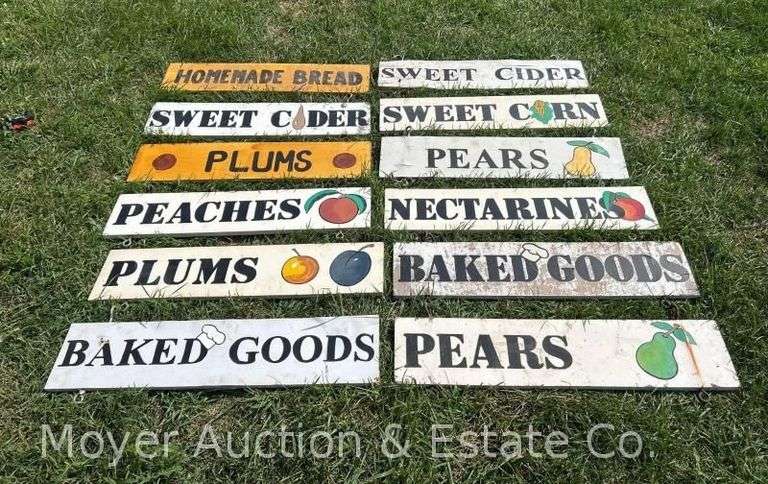 Group of Double-Sided Farm Stand Signs, Painted Wood, 36"w image