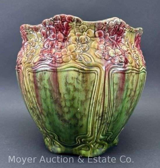Weller Majolica Pottery Planter, Antique, 11"w x 10"h image
