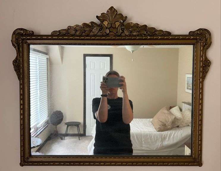Gold Framed Wall Mirror, 30"x25" image