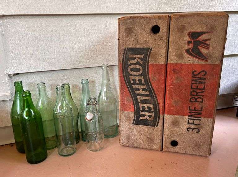 Vintage Koehler Cardboard Advertising Box, with Asst. Glass Beer Bottles image