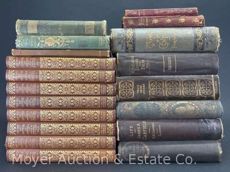 Group of Asst. Books, Classic Literature, James Garfield and Benjamin Franklin Biographies, The Wit and Humor of America, Etc. image