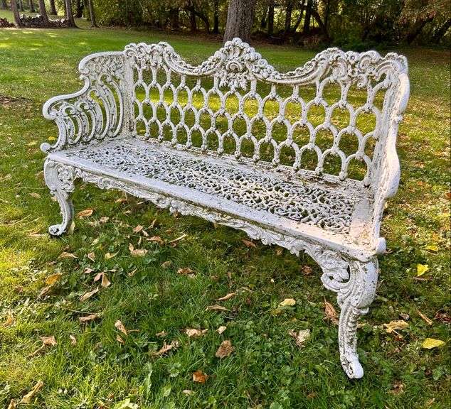Garden Bench, Quality Older Heavy Cast Aluminum, 59"w image