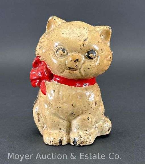 Cast Iron Cat Coin Bank, 5"h image
