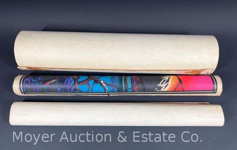 (3) Vintage Black Light Psychedelic Posters, Including Snoopy Black Barron, 22"w image