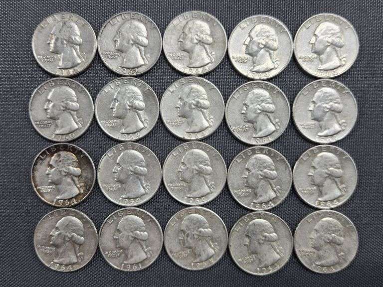 20 Washington Quarters - 1960-1964 image