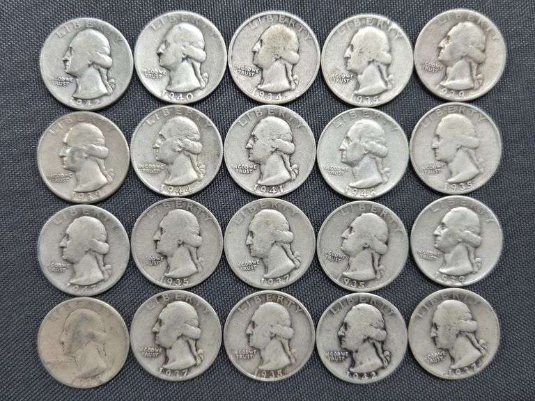 13 Washington Quarters - 1930’s + 7 Washington Quarters - 1940’s image
