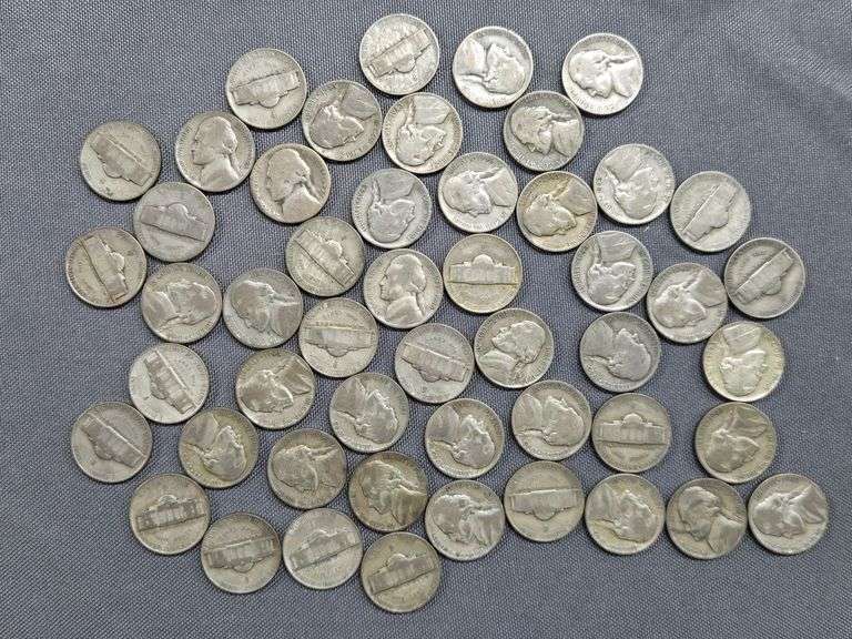 (50) 35% Silver Nickels with assorted dates & mints 1942-1946 image