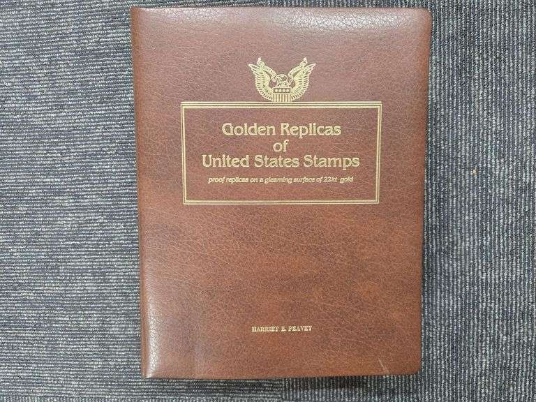Golden Replicas of US Stamps in 22K Gold - 76 Stamps on 1st Day of Issue Letters image