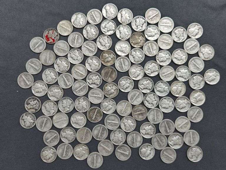 100 Mercury Dimes - 1940’s image