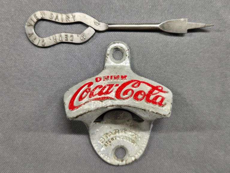Coca-Cola Bottle Opener made in W. Germany + M. Deur City View Dairy opener (milk can) image