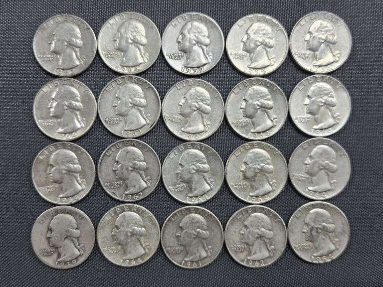 2 Washington Quarters - 1950’s + 18 Washington Quarters - 1960’s image