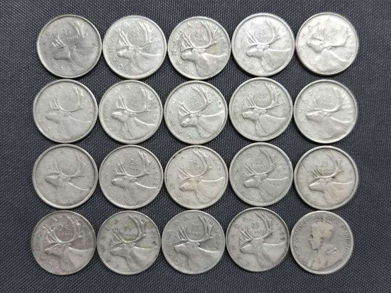 20 Canadian Silver Quarters - 1950’s-1964 image