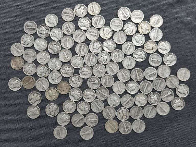 100 Mercury Dimes - 1940’s image