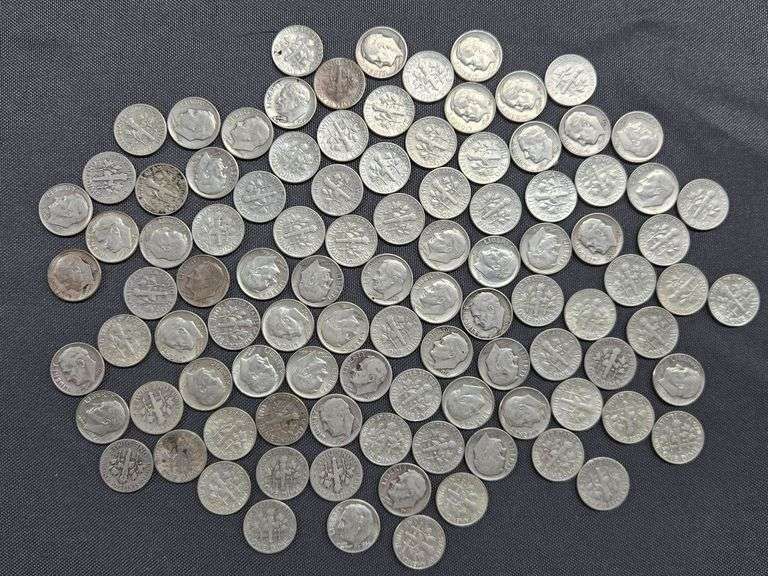 100 Silver Roosevelt Dimes - 1946-1964 image