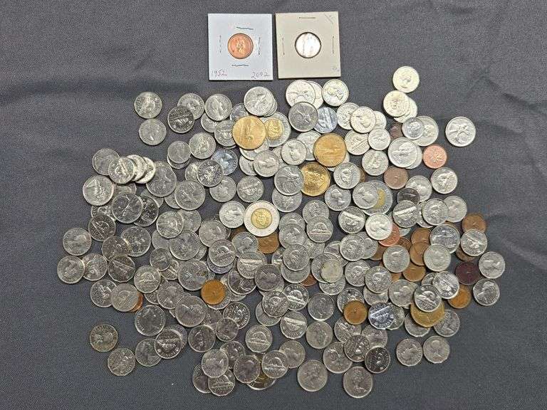 Over $17 in common Canadian coinage - many coins 40-50 years old image