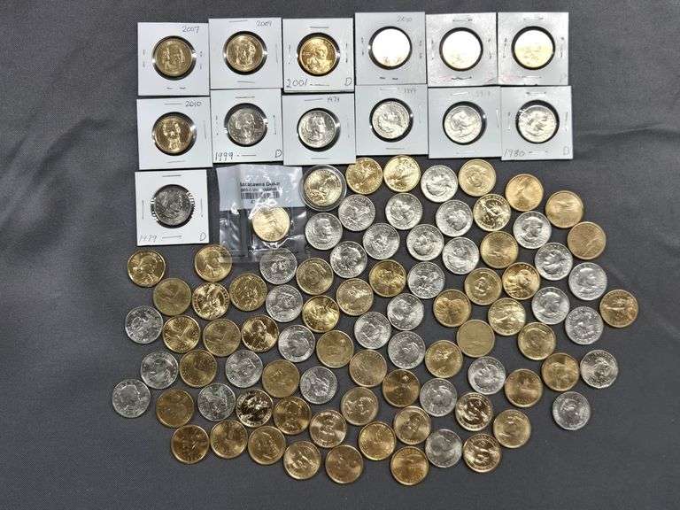 Sacagawea $1 Coin - No Date + 30 Sacagawea Dollar Coins + 38 Susan B Anthony coins + 29 Presidential Dollars image