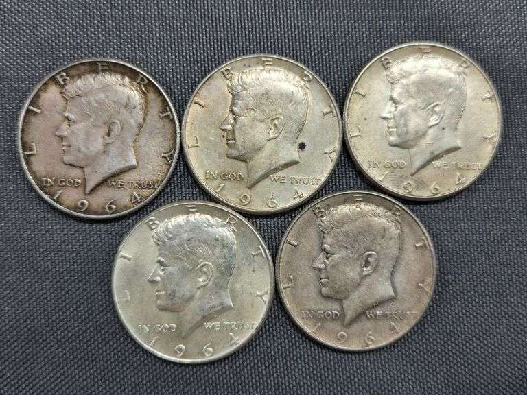 (5) 1964-P Kennedy Half Dollars image
