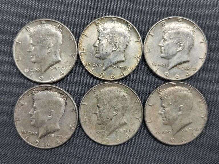 (2) 1964-P & (4) 1964-D Kennedy Half Dollars image