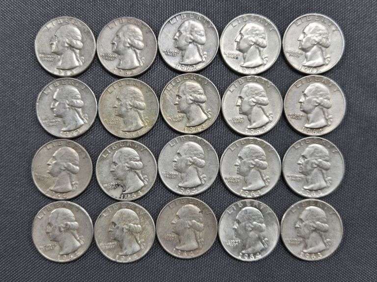 20 Washington Quarters - 1960-1964 image