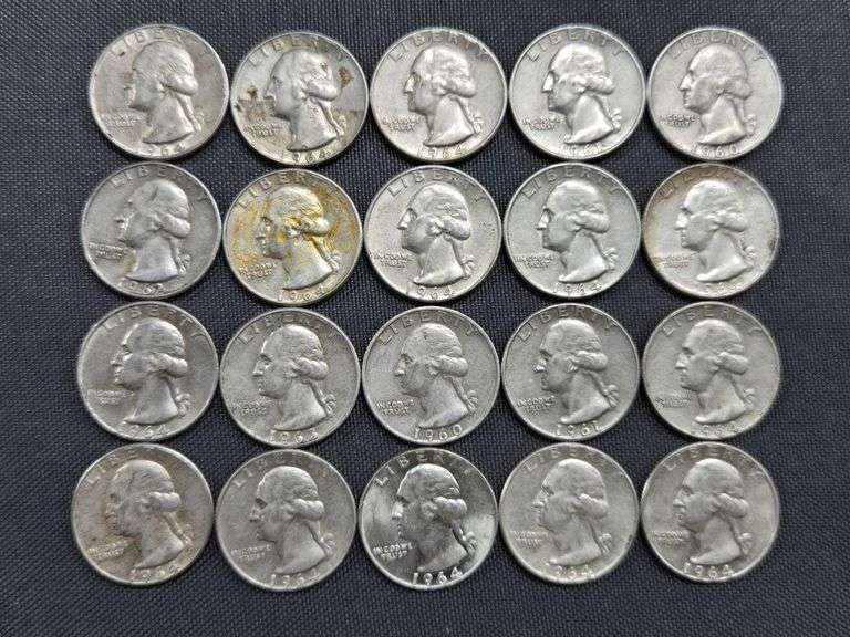 20 Washington Quarters - 1960-1964 image