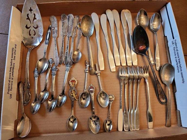 Collectors Spoons, Hors d'oeuvre Forks, and Miscellaneous Silverware image