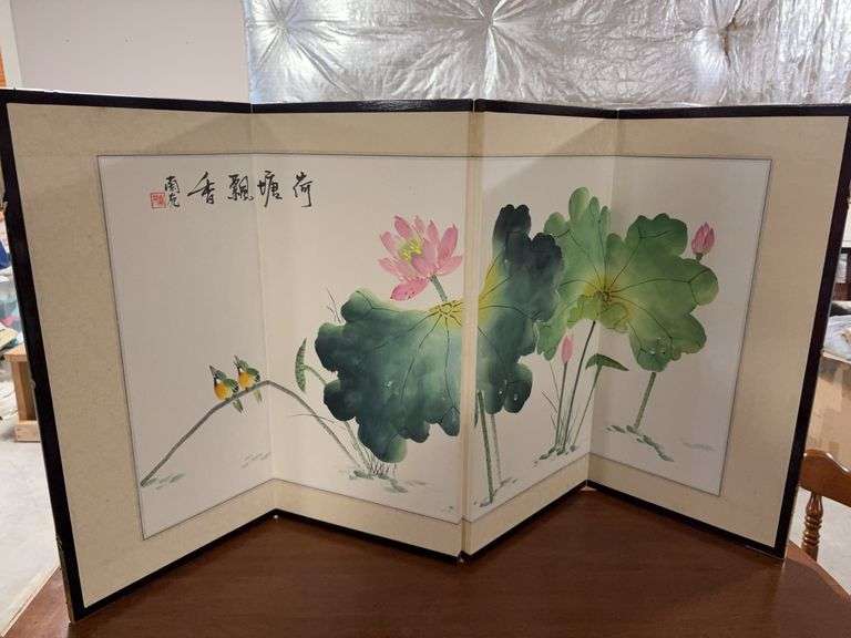 Oriental Water Color Screen Divider image