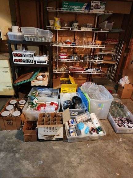 Assorted Party Supplies - Vases, Jars, Trays, Cups, Glassware image