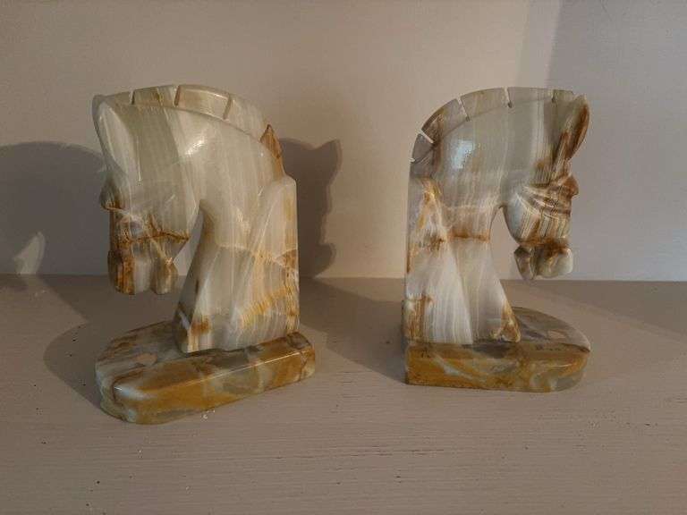 Horse Head Book Ends - made of stone image