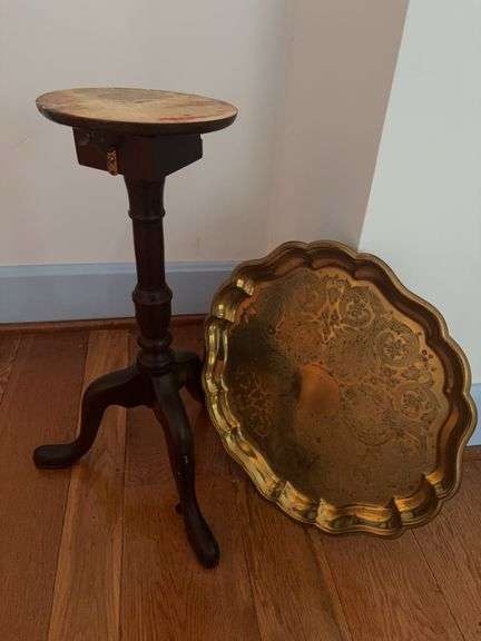 Folding Top Plant Stand with Metal Tray Top - 20”H image