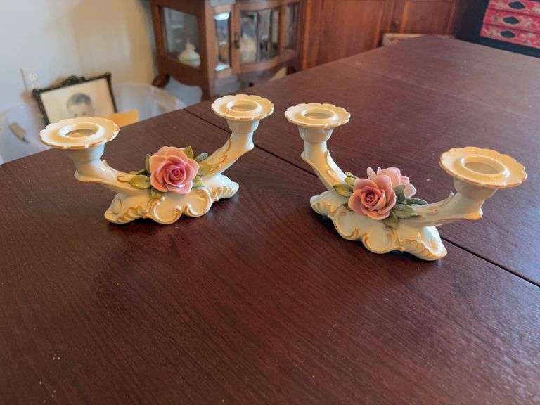 Pair of Rose Candle Holders image