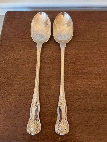 (2) Sheffield 13” Silver plated serving spoons image