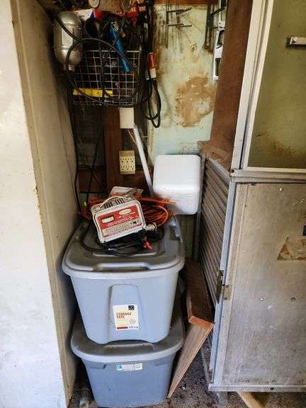 Wire Basket and Contents, Battery Charger and Totes image