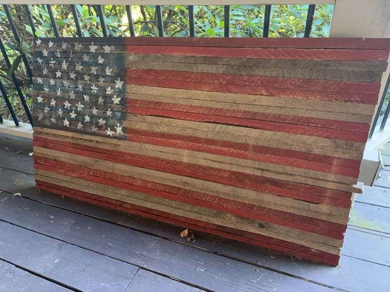 Wooden Slat American Flag - 52”W x 28”H image