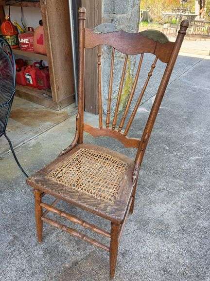 Cane Bottom Chair with Brass Plates image