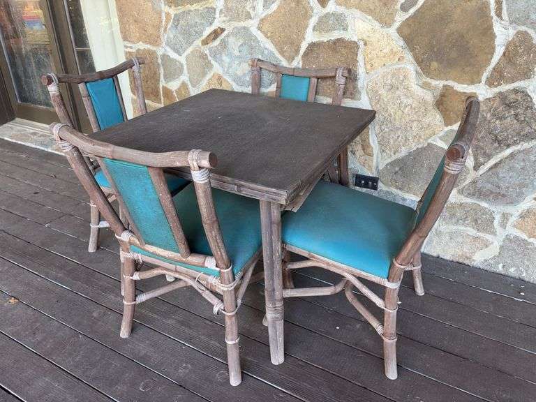 Wooden Patio Table with 4 Chairs - 33”sq x 28”H image