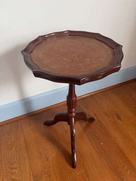 Leather Inlayed Top Plant Stand - 20.5”H image