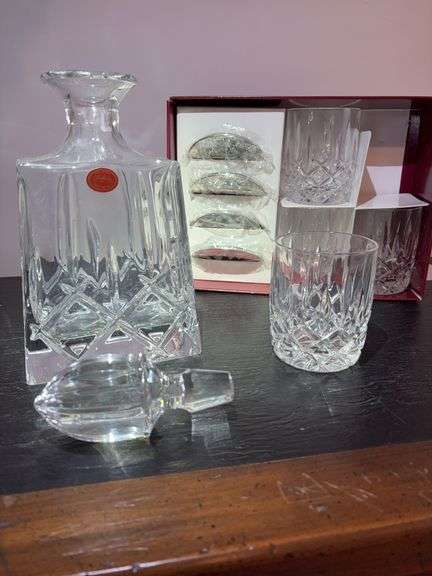 Gorham Crystal Decanter with 4 Cocktail Glasses image