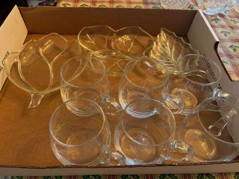 Etched Glass Punch Cups & Glass Nut Trays image