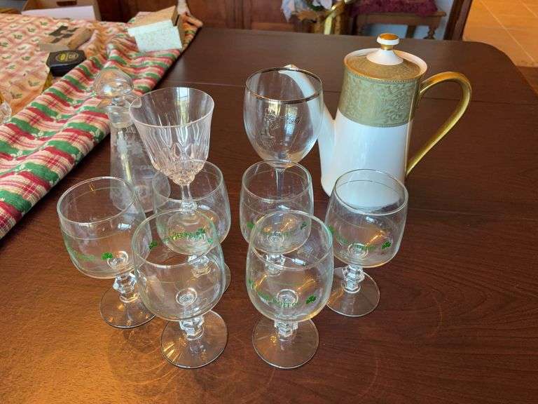 Assorted Wine Glasses, Pitcher, Oil Bottle image