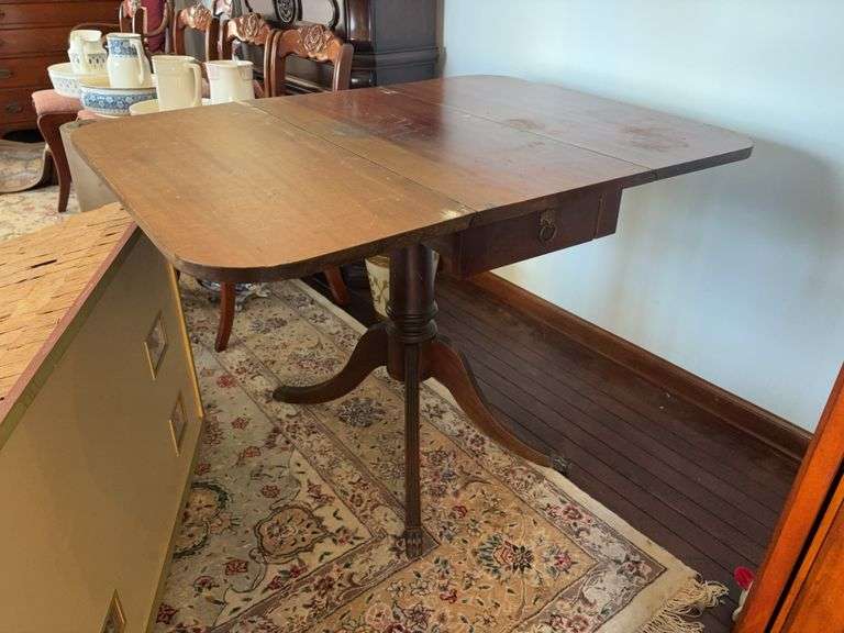 Drop Leaf Table with Drawer - 44”W x 34”D x 30”H image