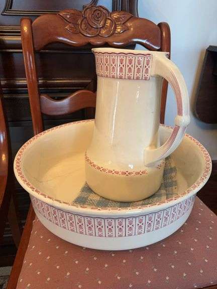 Wash Bowl & Pitcher - bowl is cracked image
