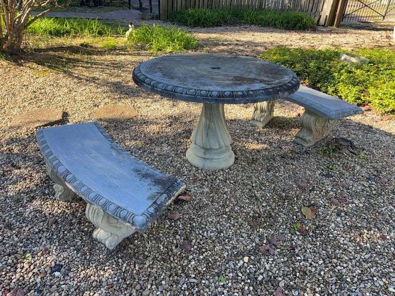 Concrete Patio Table with Benches - 43”D image