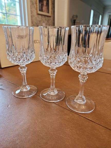 3 Long-stemmed Crystal Wine Glasses image